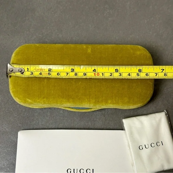 Gucci Velvet Chartreuse Light Blue Medium Sunglass Glasses Case NEW - Picture 3 of 5